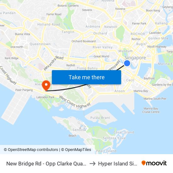 New Bridge Rd - Opp Clarke Quay Stn (04239) to Hyper Island Singapore map