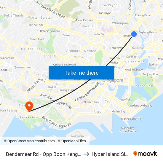 Bendemeer Rd - Opp Boon Keng Stn (60119) to Hyper Island Singapore map