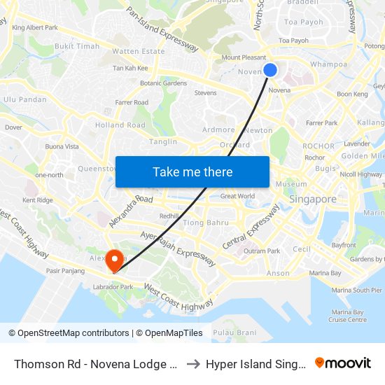 Thomson Rd - Novena Lodge (50041) to Hyper Island Singapore map