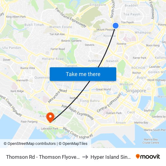 Thomson Rd - Thomson Flyover (51019) to Hyper Island Singapore map