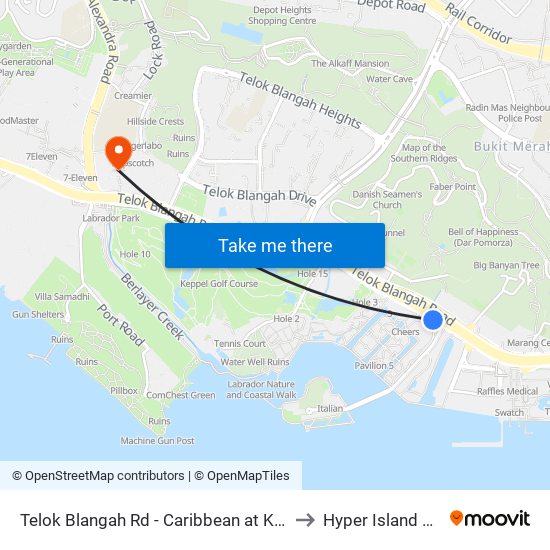 Telok Blangah Rd - Caribbean at Keppel Bay (14131) to Hyper Island Singapore map