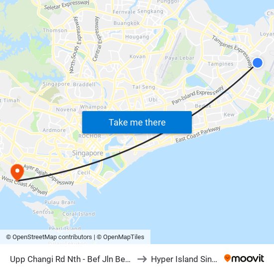 Upp Changi Rd Nth - Bef Jln Bena (97039) to Hyper Island Singapore map