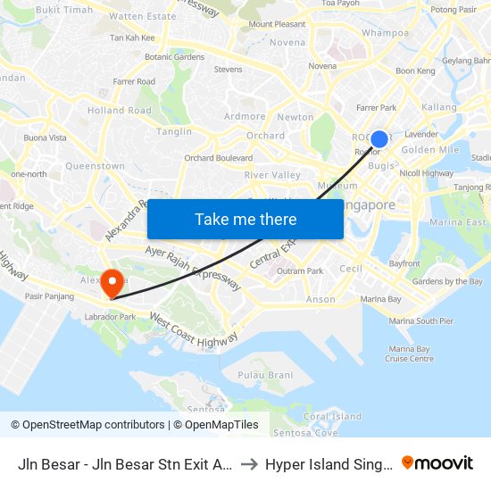 Jln Besar - Jln Besar Stn Exit A (07529) to Hyper Island Singapore map