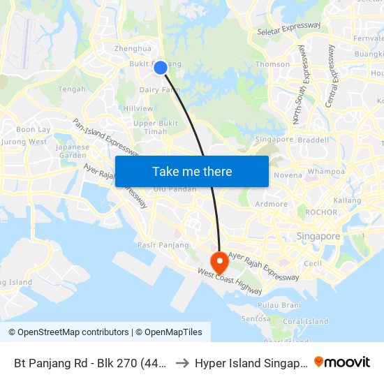 Bt Panjang Rd - Blk 270 (44261) to Hyper Island Singapore map