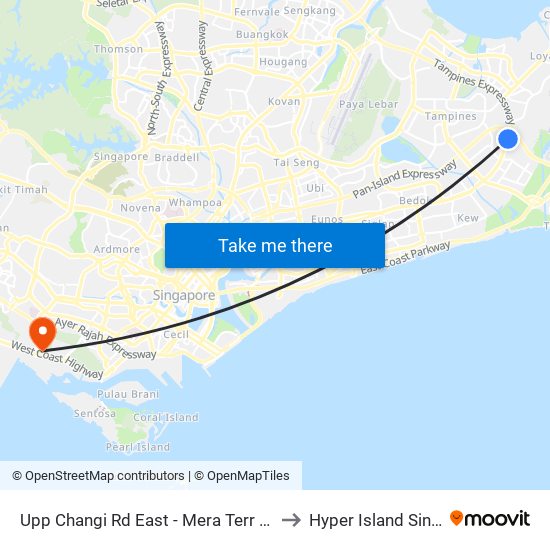 Upp Changi Rd East - Mera Terr P/G (96069) to Hyper Island Singapore map