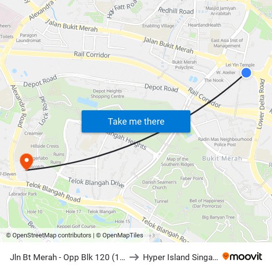 Jln Bt Merah - Opp Blk 120 (10081) to Hyper Island Singapore map