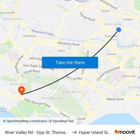 River Valley Rd - Opp St. Thomas Wk (13089) to Hyper Island Singapore map