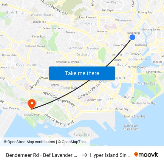 Bendemeer Rd - Bef Lavender St (60099) to Hyper Island Singapore map