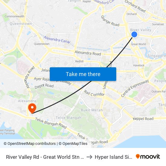 River Valley Rd - Great World Stn Exit 5 (13071) to Hyper Island Singapore map