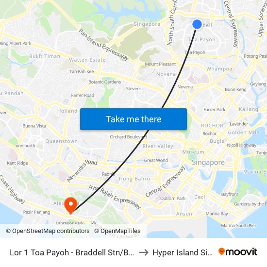 Lor 1 Toa Payoh - Braddell Stn/Blk 106 (52179) to Hyper Island Singapore map