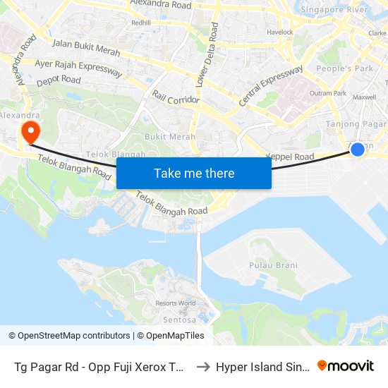 Tg Pagar Rd - Opp Fuji Xerox Twrs (05651) to Hyper Island Singapore map