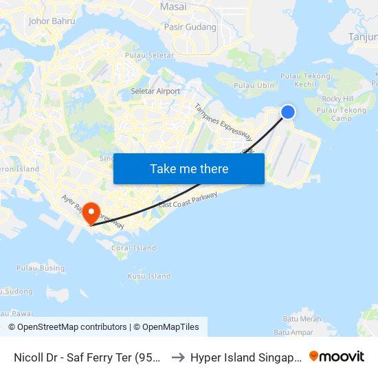 Nicoll Dr - Saf Ferry Ter (95091) to Hyper Island Singapore map