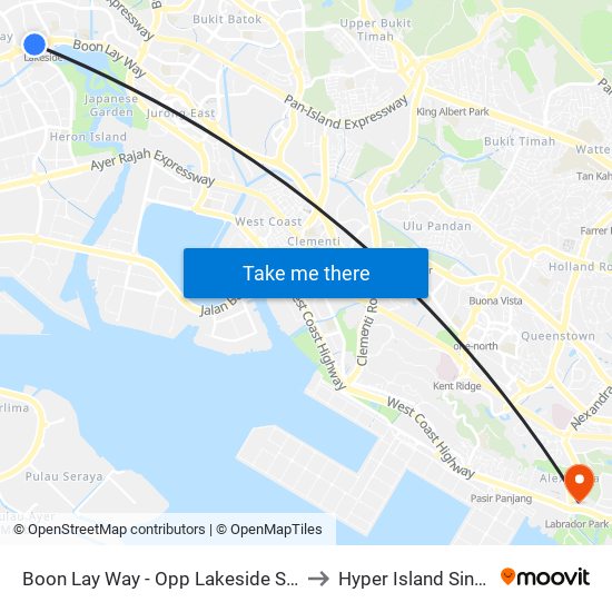 Boon Lay Way - Opp Lakeside Stn (28099) to Hyper Island Singapore map