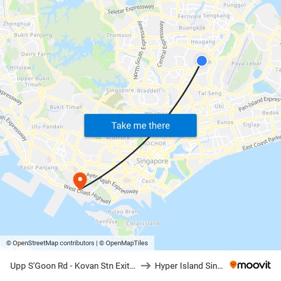 Upp S'Goon Rd - Kovan Stn Exit B (63031) to Hyper Island Singapore map