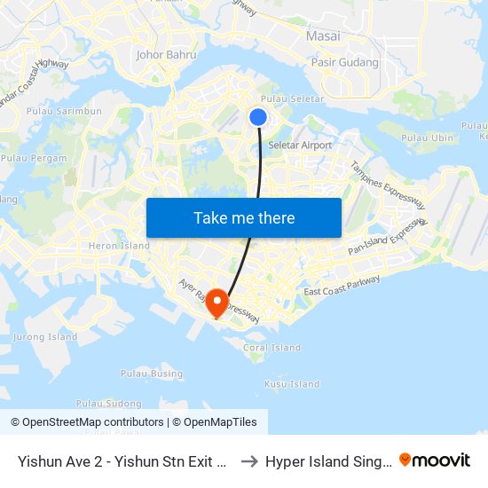 Yishun Ave 2 - Yishun Stn Exit E (59072) to Hyper Island Singapore map