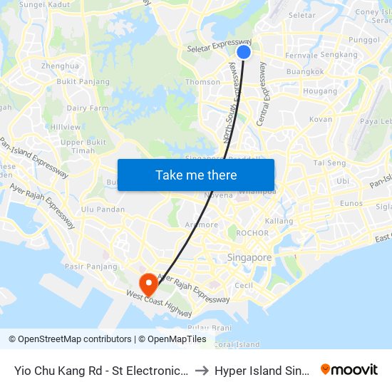 Yio Chu Kang Rd - St Electronics (55059) to Hyper Island Singapore map