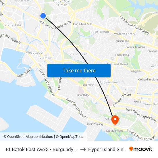 Bt Batok East Ave 3 - Burgundy Hill (42319) to Hyper Island Singapore map
