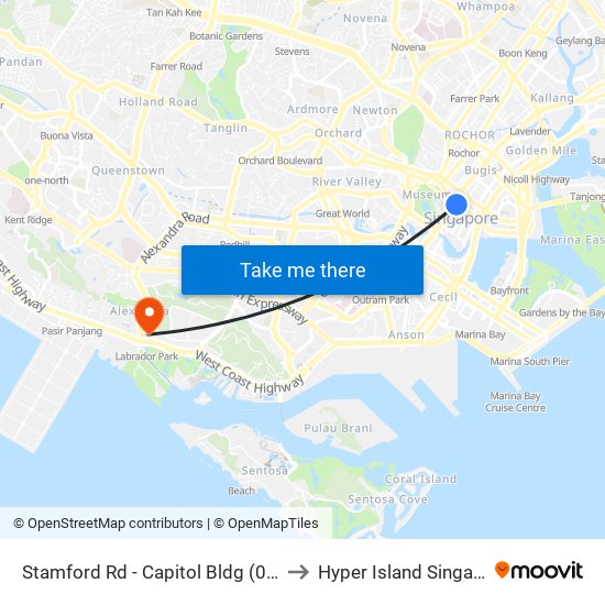 Stamford Rd - Capitol Bldg (04111) to Hyper Island Singapore map