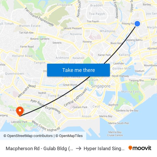 Macpherson Rd - Gulab Bldg (70109) to Hyper Island Singapore map