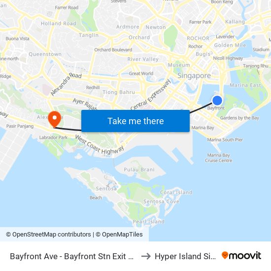 Bayfront Ave - Bayfront Stn Exit B/Mbs (03509) to Hyper Island Singapore map