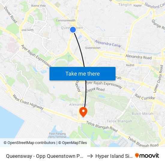 Queensway - Opp Queenstown Polyclinic (11051) to Hyper Island Singapore map