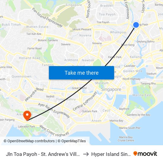 Jln Toa Payoh - St. Andrew's Village (60081) to Hyper Island Singapore map