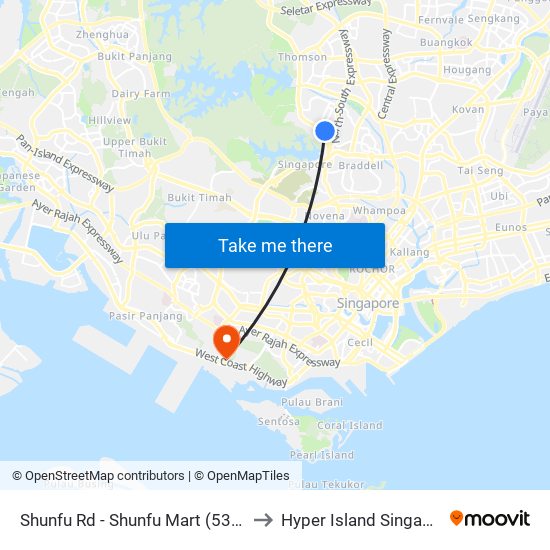 Shunfu Rd - Shunfu Mart (53291) to Hyper Island Singapore map