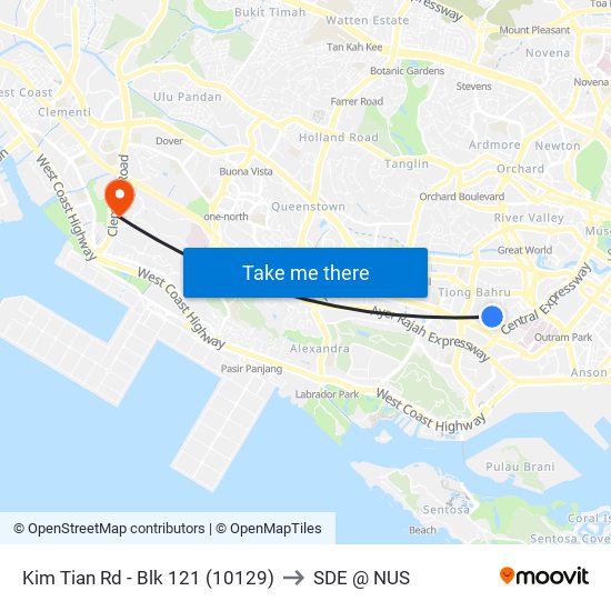 Kim Tian Rd - Blk 121 (10129) to SDE @ NUS map