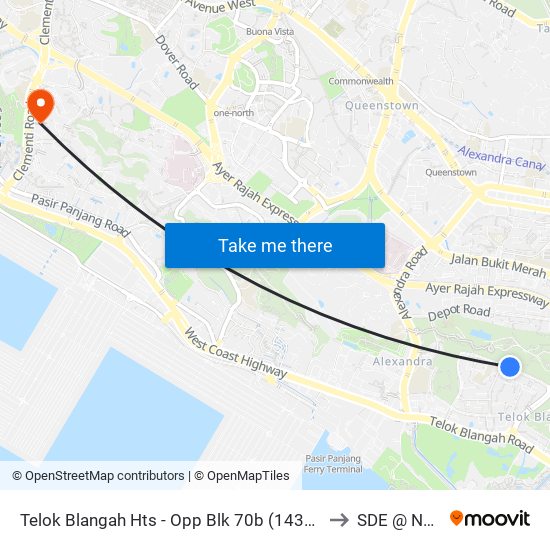 Telok Blangah Hts - Opp Blk 70b (14331) to SDE @ NUS map