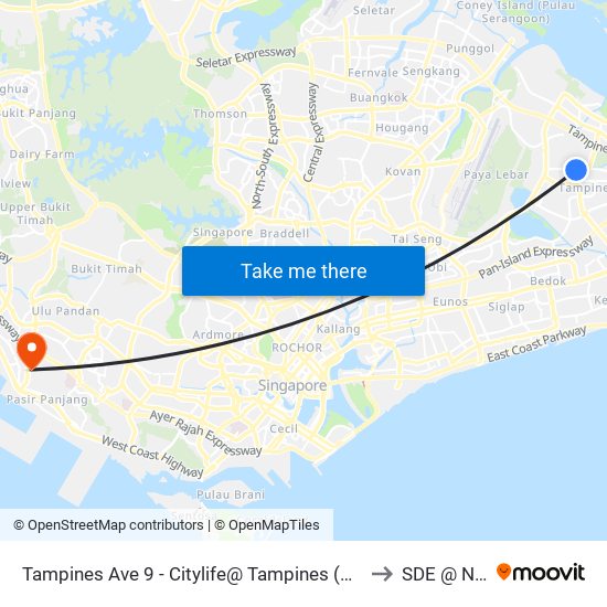 Tampines Ave 9 - Citylife@ Tampines (76541) to SDE @ NUS map