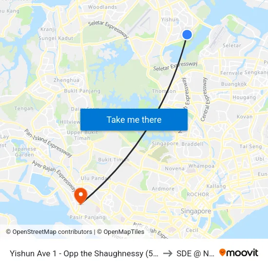 Yishun Ave 1 - Opp the Shaughnessy (59751) to SDE @ NUS map