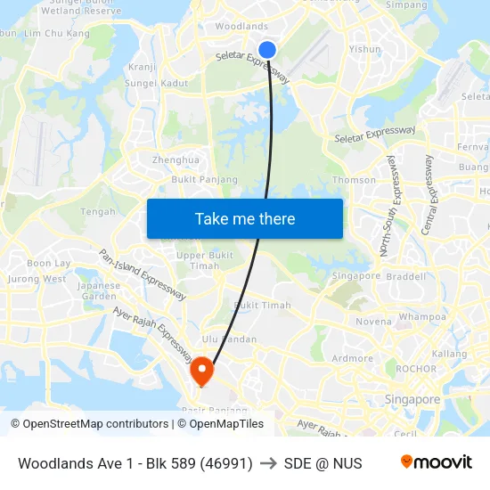 Woodlands Ave 1 -  Blk 589 (46991) to SDE @ NUS map