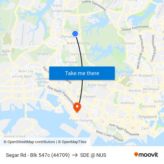 Segar Rd - Blk 547c (44709) to SDE @ NUS map