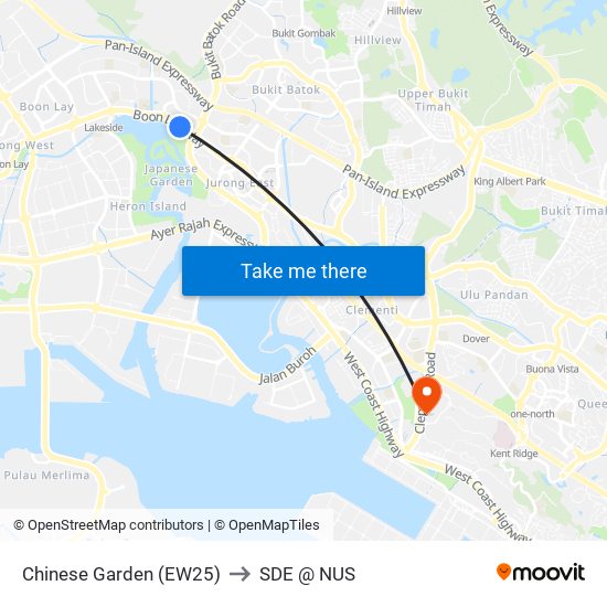 Chinese Garden (EW25) to SDE @ NUS map