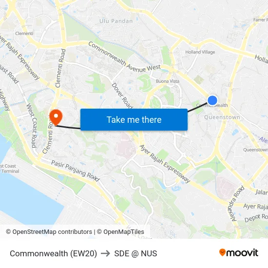 Commonwealth (EW20) to SDE @ NUS map