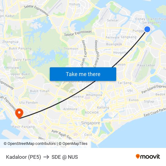 Kadaloor (PE5) to SDE @ NUS map