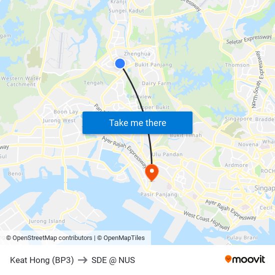 Keat Hong (BP3) to SDE @ NUS map