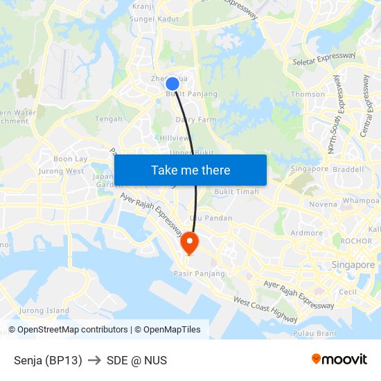 Senja (BP13) to SDE @ NUS map