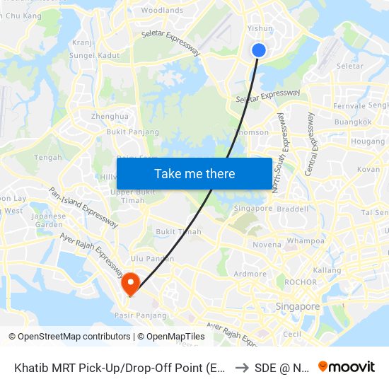 Khatib MRT Pick-Up/Drop-Off Point (Exit A) to SDE @ NUS map