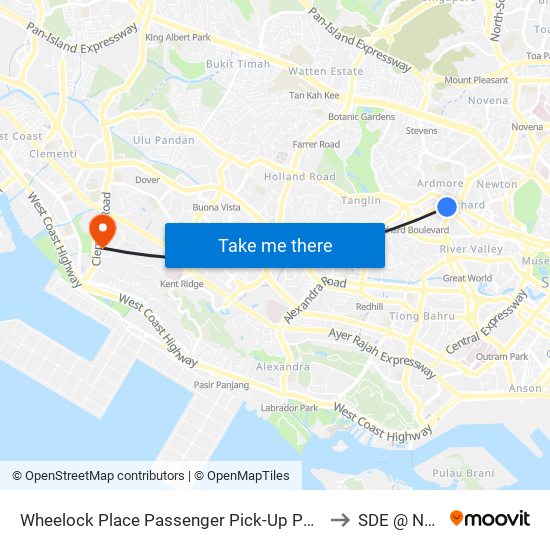 Wheelock Place Passenger Pick-Up Point to SDE @ NUS map