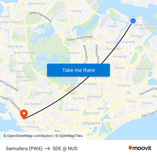 Samudera (PW4) to SDE @ NUS map