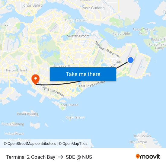 Terminal 2 Coach Bay to SDE @ NUS map