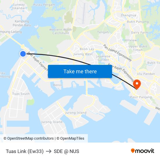 Tuas Link (Ew33) to SDE @ NUS map