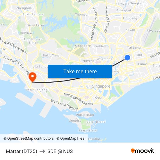 Mattar (DT25) to SDE @ NUS map