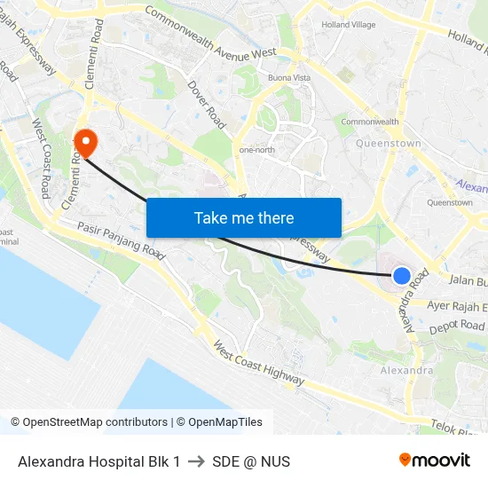 Alexandra Hospital Blk 1 to SDE @ NUS map