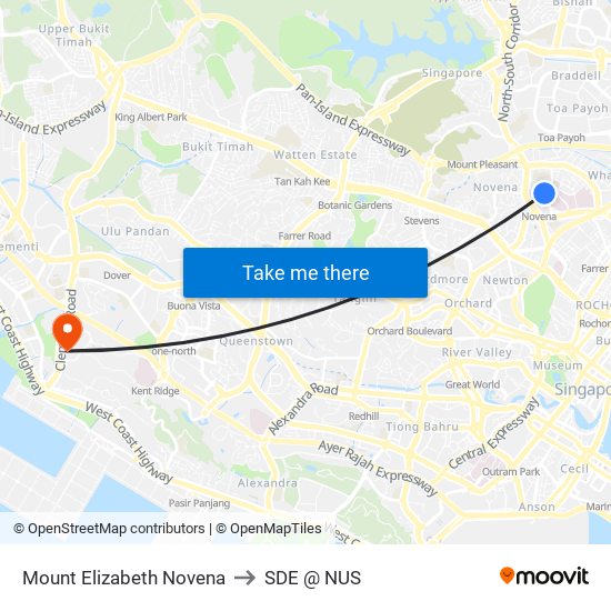 Mount Elizabeth Novena to SDE @ NUS map