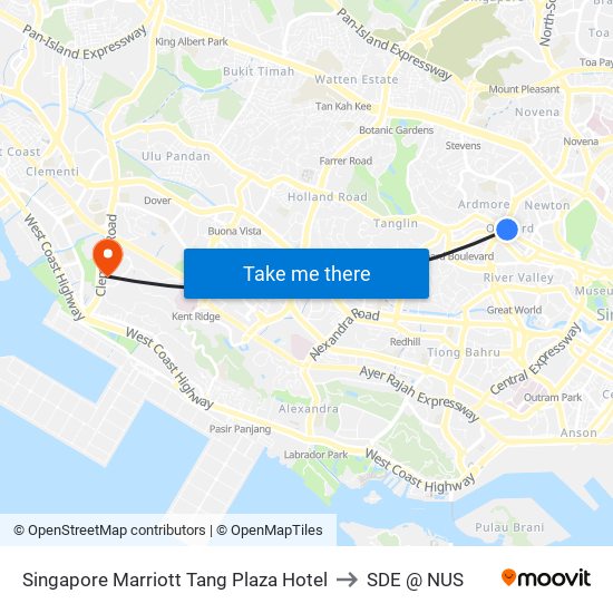 Singapore Marriott Tang Plaza Hotel to SDE @ NUS map