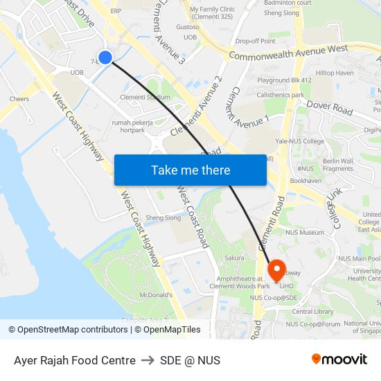 Ayer Rajah Food Centre to SDE @ NUS map