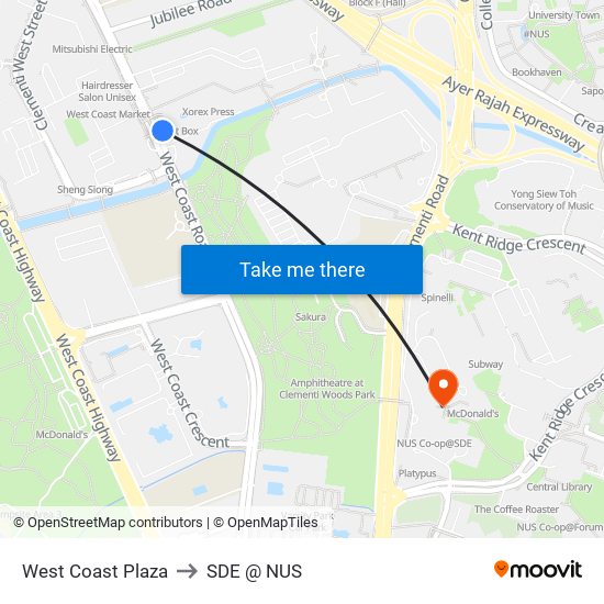 West Coast Plaza to SDE @ NUS map