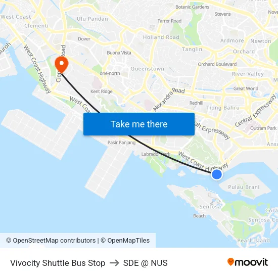Vivocity Shuttle Bus Stop to SDE @ NUS map